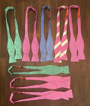 M-18 (8) Martin Dingman Men’s Bow ties Pink Blue Lot 100% Silk